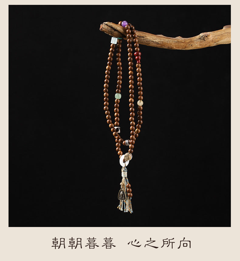 108顆金絲檀多圈手串琉璃平安扣配飾項鍊紫檀葫蘆檀木款手鍊